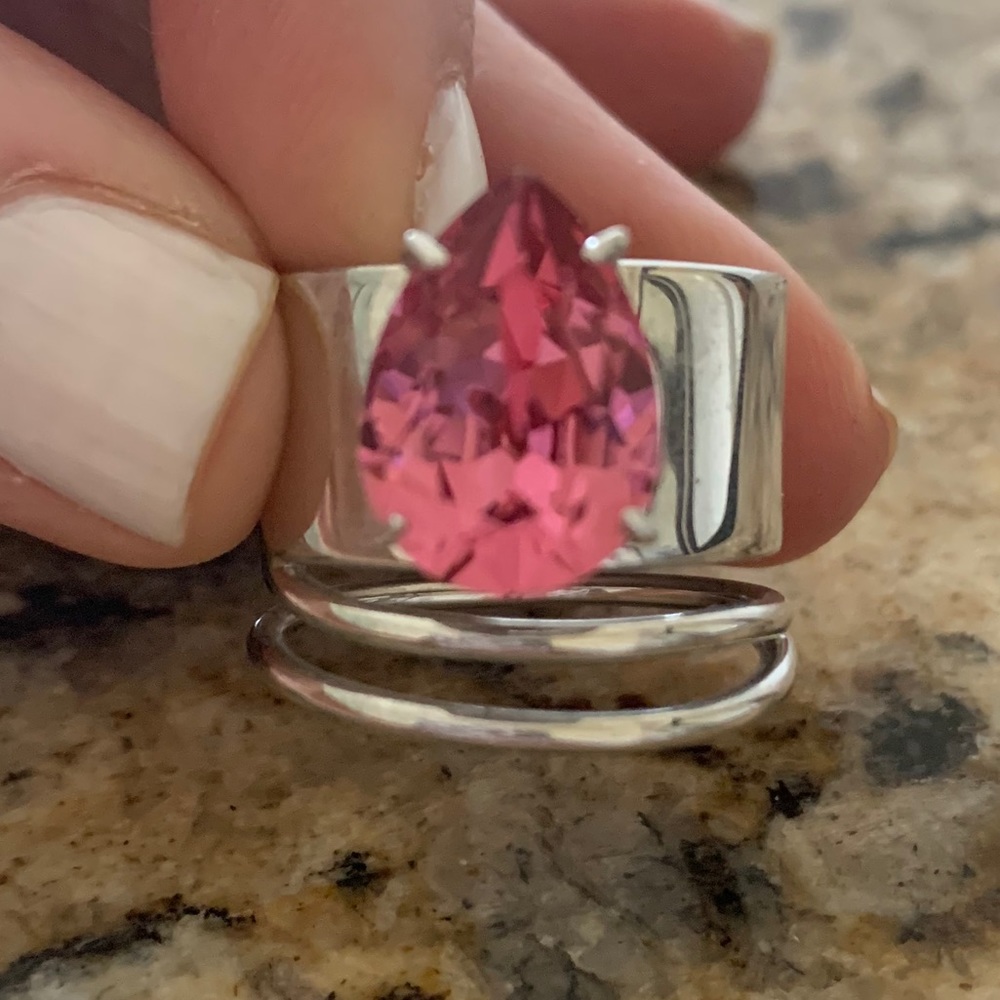 Sterling silver pink stone ring size 7